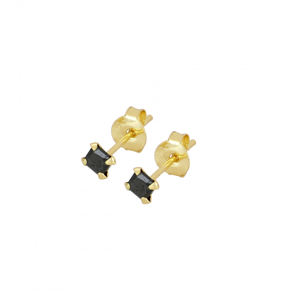 Pendientes Circonita Negra 3mm